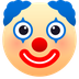 Bagaimana Clown Face emoji terlihat di Joypixels.