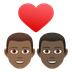 How Couple with Heart: Man, Man, Medium-Dark Skin Tone, Dark Skin Tone emoji looks on Joypixels.