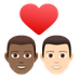 Bagaimana Couple with Heart: Man, Man, Medium-Dark Skin Tone, Light Skin Tone emoji terlihat di Joypixels.