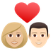 Bagaimana Couple with Heart: Woman, Man, Medium-Light Skin Tone, Light Skin Tone emoji terlihat di Joypixels.