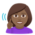 How Deaf Woman: Medium-Dark Skin Tone emoji looks on Joypixels.