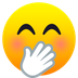 How Face with Hand over Mouth emoji looks on Joypixels.