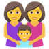 Bagaimana Family: Woman, Woman, Boy emoji terlihat di Joypixels.