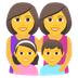 Bagaimana Family: Woman, Woman, Girl, Boy emoji terlihat di Joypixels.