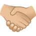 How Handshake: Medium-Light Skin Tone emoji looks on Joypixels.