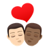 How Kiss: Man, Man, Light Skin Tone, Medium-Dark Skin Tone emoji looks on Joypixels.