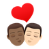 How Kiss: Man, Man, Medium-Dark Skin Tone, Light Skin Tone emoji looks on Joypixels.