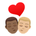 How Kiss: Man, Man, Medium-Dark Skin Tone, Medium-Light Skin Tone emoji looks on Joypixels.