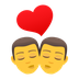 Bagaimana Kiss: Man, Man emoji terlihat di Joypixels.