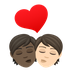 How Kiss: Person, Person, Dark Skin Tone, Light Skin Tone emoji looks on Joypixels.