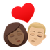 How Kiss: Woman, Man, Medium-Dark Skin Tone, Medium-Light Skin Tone emoji looks on Joypixels.