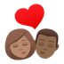 How Kiss: Woman, Man, Medium Skin Tone, Medium-Dark Skin Tone emoji looks on Joypixels.