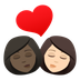 Bagaimana Kiss: Woman, Woman, Dark Skin Tone, Light Skin Tone emoji terlihat di Joypixels.