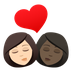 Bagaimana Kiss: Woman, Woman, Light Skin Tone, Dark Skin Tone emoji terlihat di Joypixels.