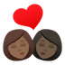 How Kiss: Woman, Woman, Medium-Dark Skin Tone, Dark Skin Tone emoji looks on Joypixels.