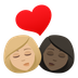 Bagaimana Kiss: Woman, Woman, Medium-Light Skin Tone, Dark Skin Tone emoji terlihat di Joypixels.