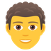 Bagaimana Man: Curly Hair emoji terlihat di Joypixels.