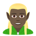 Bagaimana Man Elf: Dark Skin Tone emoji terlihat di Joypixels.