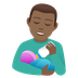 Wie Mann, der Baby die Flasche gibt: mitteldunkle Hautfarbe Emoji auf Joypixels aussieht.