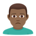 Bagaimana Man Frowning: Medium-Dark Skin Tone emoji terlihat di Joypixels.