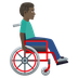 Bagaimana Man in Manual Wheelchair Facing Right: Dark Skin Tone emoji terlihat di Joypixels.