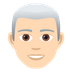 How Man: Light Skin Tone, White Hair emoji looks on Joypixels.