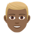 How Man: Medium-Dark Skin Tone, Blond Hair emoji looks on Joypixels.