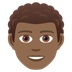 How Man: Medium-Dark Skin Tone, Curly Hair emoji looks on Joypixels.