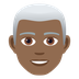 How Man: Medium-Dark Skin Tone, White Hair emoji looks on Joypixels.