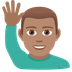 How Man Raising Hand: Medium Skin Tone emoji looks on Joypixels.