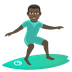 How Man Surfing: Dark Skin Tone emoji looks on Joypixels.