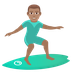 How Man Surfing: Medium Skin Tone emoji looks on Joypixels.