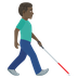 How Man with White Cane Facing Right: Dark Skin Tone emoji looks on Joypixels.