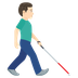 How Man with White Cane Facing Right: Light Skin Tone emoji looks on Joypixels.