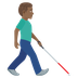 Bagaimana Man with White Cane Facing Right: Medium-Dark Skin Tone emoji terlihat di Joypixels.