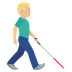 How Man with White Cane Facing Right: Medium-Light Skin Tone emoji looks on Joypixels.