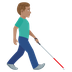 How Man with White Cane Facing Right: Medium Skin Tone emoji looks on Joypixels.