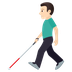 How Man with White Cane: Light Skin Tone emoji looks on Joypixels.