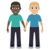 How Men Holding Hands: Dark Skin Tone, Medium-Light Skin Tone emoji looks on Joypixels.