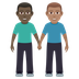 How Men Holding Hands: Dark Skin Tone, Medium Skin Tone emoji looks on Joypixels.