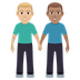 Bagaimana Men Holding Hands: Medium-Light Skin Tone, Medium Skin Tone emoji terlihat di Joypixels.