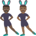 Hur Män med kaninöron: mörk hy, mellanmörk hy emoji ser ut på Joypixels.