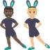 Hur Män med kaninöron: mörk hy, mellanljus hy emoji ser ut på Joypixels.