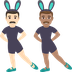 Hur Män med kaninöron: ljus hy, mellanfärgad hy emoji ser ut på Joypixels.