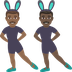 Hur Män med kaninöron: mellanmörk hy, mörk hy emoji ser ut på Joypixels.