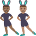 Hur Män med kaninöron: mellanmörk hy, mellanfärgad hy emoji ser ut på Joypixels.