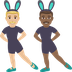 Hur Män med kaninöron: mellanljus hy, mellanmörk hy emoji ser ut på Joypixels.