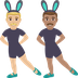Hur Män med kaninöron: mellanljus hy, mellanfärgad hy emoji ser ut på Joypixels.