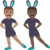 Hur Män med kaninöron: mellanfärgad hy, mörk hy emoji ser ut på Joypixels.