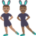 Hur Män med kaninöron: mellanfärgad hy, mellanmörk hy emoji ser ut på Joypixels.